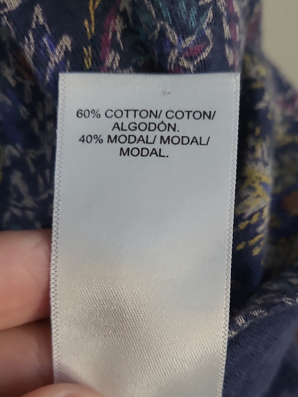 lucky brand t shirt womens 2X/26 Blue Paisley Back Split Cotton Modal Blend - Picture 7 of 7